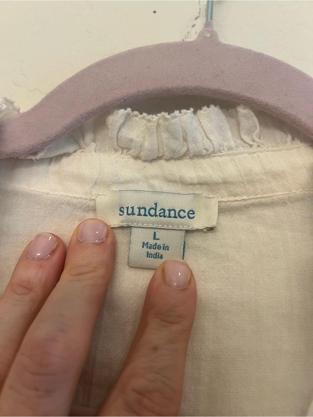 Sundance White Linen Lace Ruffle Blouse Large Boho Cottagecore - Picture 3 of 4